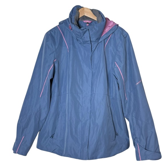 Obermeyer Women's Tetra System Ski Jacket Size 16 Waterproof SnowBoard Blue Pink - Picture 1 of 16